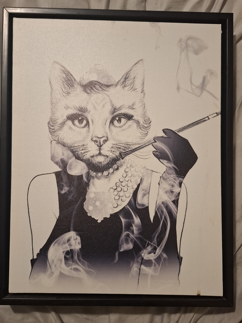 Cat Portrait Wall Art in Black and White - Picture 2 of 2